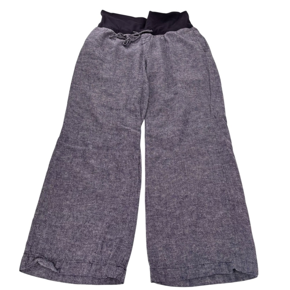 Old Navy Maternity Wide Leg Denim Linen Pants Size S Drawstring Waist‎